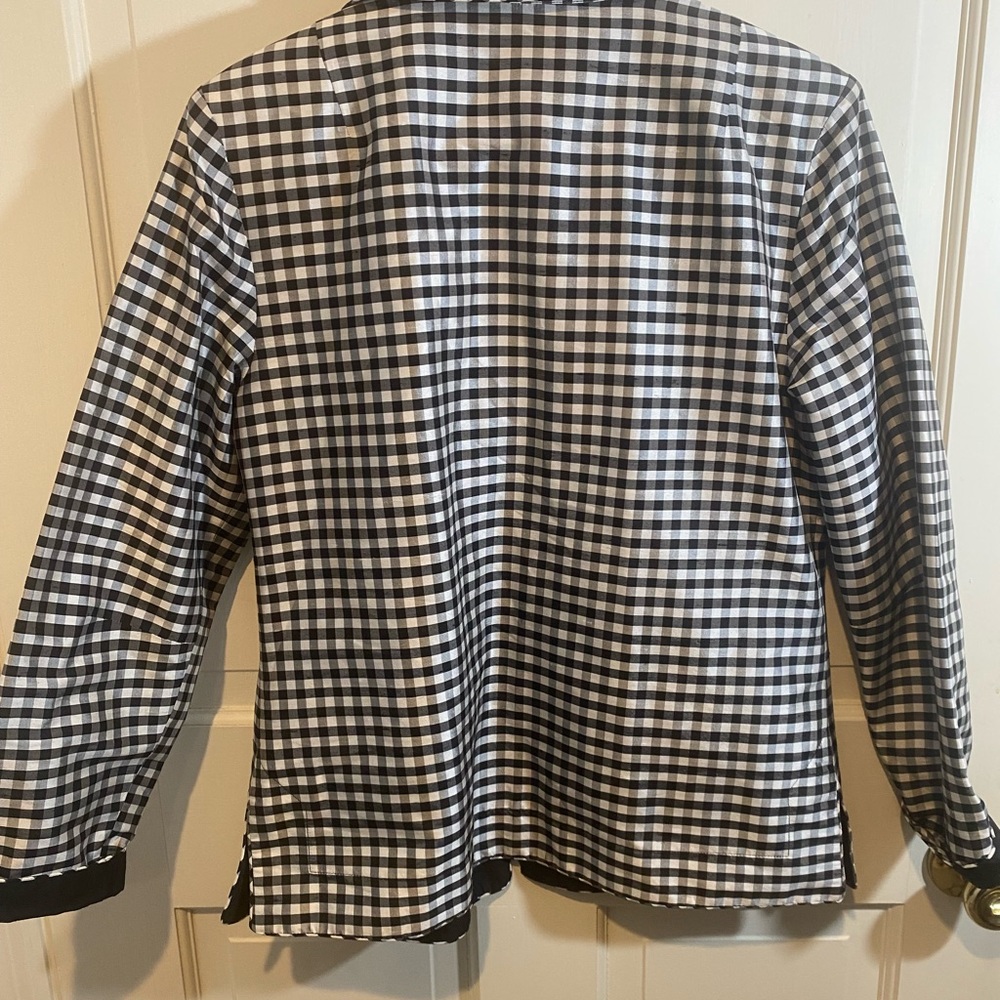 Harris Wallace Silk  Black and White Checkered Jacket Reversible - SIZE 6 - Picture 5 of 6